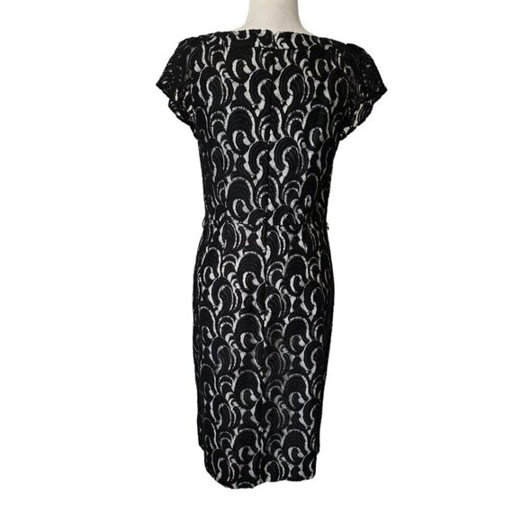 Kay Unger FORMAL Black Lace Sheath Dress Fully Lined Elegant Women's Sz 8 - Picture 8 of 9